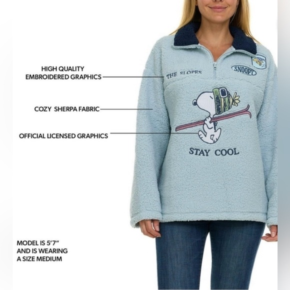FREEZE Womens Disney Character Winter Sherpa Pullover, Quarter Zip Embroidered - Picture 3 of 4